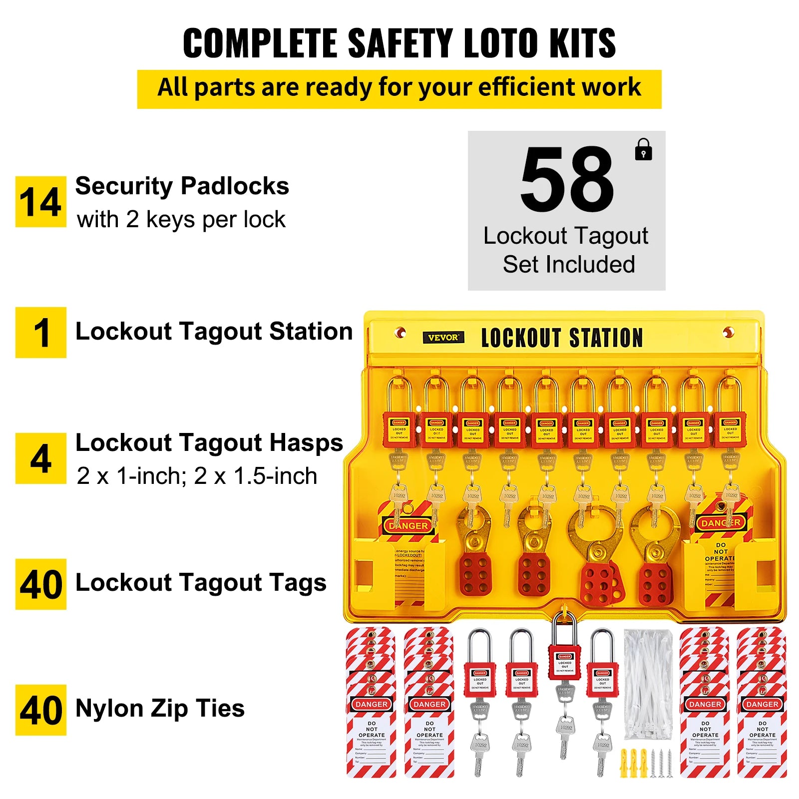 6 Hole Safety Lockout Hasp With Padlocks And Tags 6-Hole With Steel ...